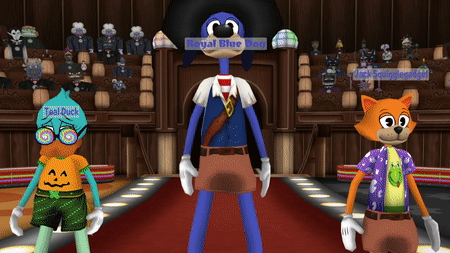 A GIF OF ROYAL BLUE DOG, TEAL DUCK AND JACK SQUIGGLE GADGET GETTING ANGRY.