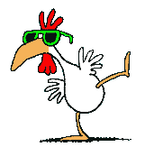 A GIF OF A CHICKEN WITH SUNGLASSES DANCING.