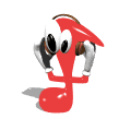 A CARTOONY EIGHTH NOTE WITH HEADPHONES AND EYES.