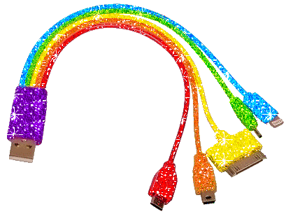 A GIF OF SOME SPARKLY, RAINBOW COMPUTER CABLES.