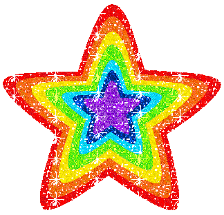 A RAINBOW STAR IN THE BACKGROUND OF THE BODY.