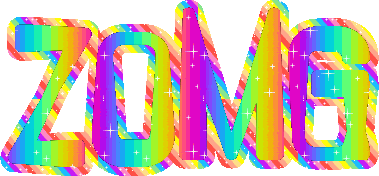 THE WORD Z O M G IN RAINBOW TEXT.