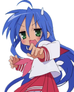 A GIF OF KONATA IZUMI FROM LUCKY STAR. SHE HAS HER ARMS UP DEFENSIVELY.