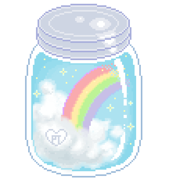 A TRANSPARENT JAR OF CLOUDS AND A RAINBOW.