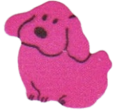A STICKER OF A LITTLE PINK DOG.